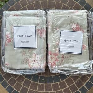NWT Nautica pink sands floral king pillow sham Set Of 2 100% Cotton
